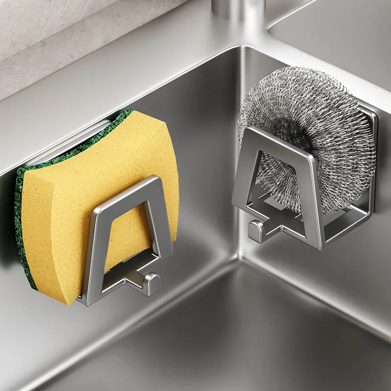 "Stainless Steel Sponge Holder – Stick, Store & Stay Organized!